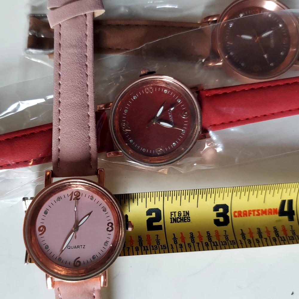 Trio of Ladies Faux Suede Rhinestone Quartz Watches - Picture 3 of 9